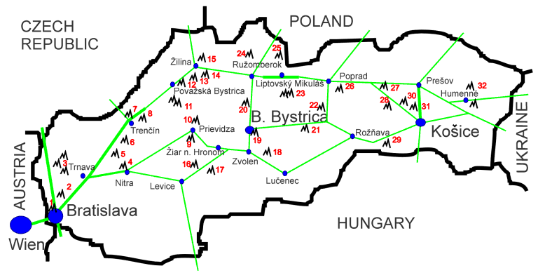 Mapa slovenských oblastí
